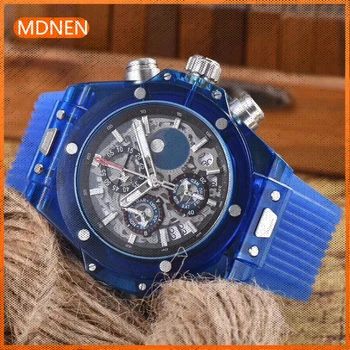 Мужские часы MDNEN 904l Кварцевые часы из нержавеющей стали 45 мм-HB