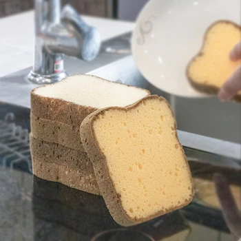 Набор милых хлебных губок для кухни Smile Toast, набор губок для мытья посуды, Чистящее средство для мытья кастрюль, чистящие салфетки Magic Clean