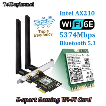 Настольный Wi-Fi 6E Intel AX210 PCIe WiFi Адаптер Bluetooth 5.3 5374 Мбит/с 802.11ax AX210NGW Беспроводная карта WiFi 6E Windows 10 Linux