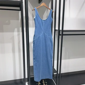 Новое винтажное платье с разрезом на талии, облегающее бедра, без рукавов