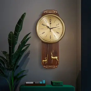 Новые часы в китайском стиле, настенные часы, домашняя простая мода, китайский стиль, креативная скандинавская атмосфера, настенный светильник, роскошные часы
