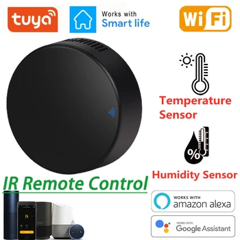 НОВЫЙ Tuya Smart WiFi ИК-пульт дистанционного управления, датчик температуры и влажности для кондиционера, телевизора, кондиционера Работает с Alexa, Google Home, Яндекс