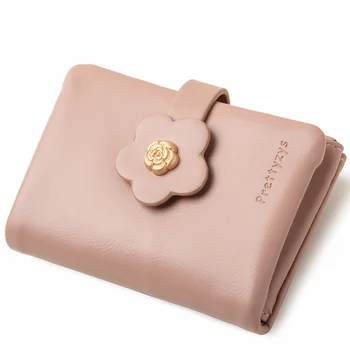 Новый женский кошелек с несколькими картами, короткий, универсальный, с пряжкой в виде цветка с пятью лепестками, модная сумка для карт, нулевой кошелек