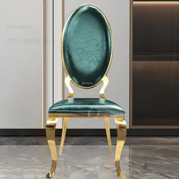 Обеденные стулья Nordic Golden из нержавеющей стали, современная мебель для столовой, Роскошный Домашний Кожаный стул для ресторана в