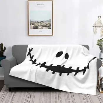Одеяло с улыбающимся лицом на Хэллоуин, Плюшевое Всесезонное Дышащее Тонкое Покрывало для дивана, Покрывало
