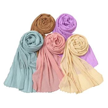 Осенний Новый Шифоновый шарф для женщин и девочек, Однотонные солнцезащитные шарфы от морщин в виде листьев, Мягкие Тонкие платки из вискозы, женские шали-накидки