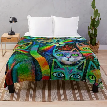 Плед Rainbow Whiskers, многоцелевое роскошное одеяло, плед для сна, персонализированный подарок
