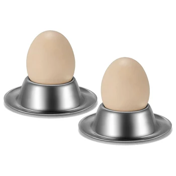 Подстаканник для яиц Набор из 2 упаковок чашек для яиц из нержавеющей стали, тарелок, подставки для посуды для яиц вкрутую, кухонный дисплей для яиц всмятку