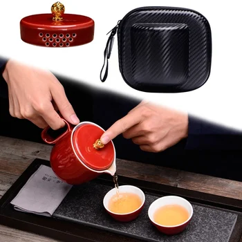 Портативная посуда для путешествий в китайском стиле, Керамический Китайский Чайный сервиз Gaiwan, Портативная Уличная Портативная Быстросъемная чашка, Набор чайных чашек