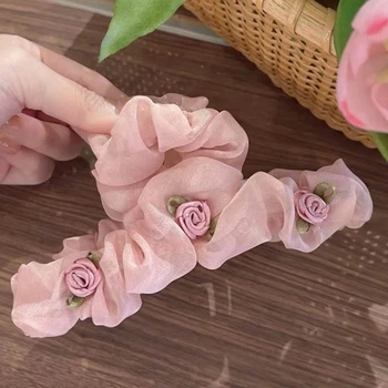 Прекрасные заколки для волос из пряжи в форме цветка розы для детей Sweet Style Прямая поставка