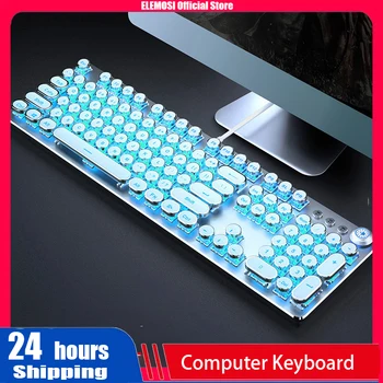 Проводная механическая компьютерная клавиатура Elemosi, 104 клавиши, многоцветная игровая клавиатура для Win MAC, панк-клавиатура