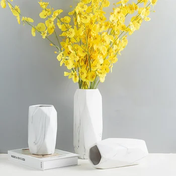 Простая мраморная керамическая ваза в скандинавском стиле Украшения для дома Вставка в помещение цветочная композиция обеденный стол геометрические Аксессуары