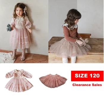 Размер 120, Розовое платье для девочек с юбкой, платья принца с длинным рукавом, платья для маленьких девочек, кружевное повседневное платье, распродажа распродажи