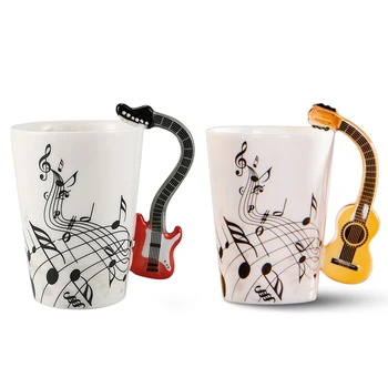 Ручка для гитары Керамическая чашка Free Spectrum Coffee Milk Tea Cup Музыкальный инструмент и гитара в музыкальном стиле Керамическая кружка Coffee Tea Milk