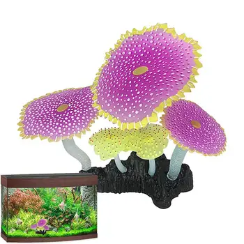 Светящийся аквариум с рыбками, имитация кораллового силикона, Водные растения из кораллов, Аквариум с ярким коралловым декором, Флуоресцентные украшения из коралловых растений