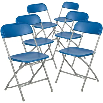 Серия пластиковых складных стульев-Синий - 6 упаковок Весом 650 фунтов, Удобное кресло для мероприятий-Легкий Складной стул 