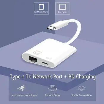 Сетевая карта Type-C с портом RJ45, адаптер для зарядки PD мобильного телефона, конвертер Ethernet, стабильное подключение для Xiaomi Huawei