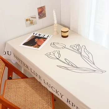 Скандинавская романтическая французская кремовая скатерть для обеденного стола, скатерть для сидения в стиле INS, легкая роскошная водонепроницаемая скатерть премиум-класса