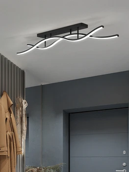 Скандинавский прямоугольный черный подвесной светильник, бар, лампа для спальни, освещение для гостиной, украшение дома, светодиодный потолочный светильник, креативные лампы для комнаты