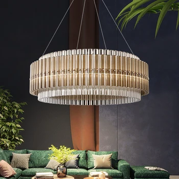 Современная хрустальная люстра для гостиной круглый домашний декор подвесной светильник роскошная спальня led cristal lustre