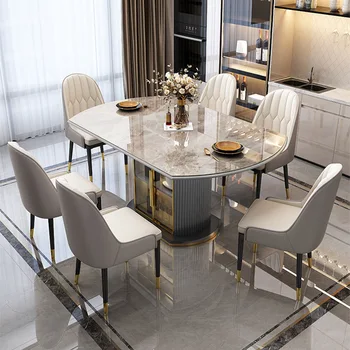 Современные минималистичные и роскошные обеденные столы и стулья, складной круглый многофункциональный и выдвижной обеденный стол