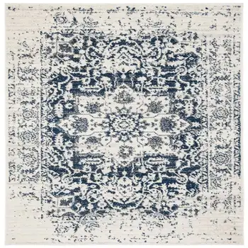Традиционный коврик, кремовый / темно-синий, 5'1 