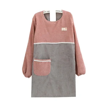 Фартук, вельветовая блузка для взрослых, домашняя кухня, женское пальто с длинными рукавами, модный и симпатичный топ, осень и зима