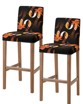 Художественное Абстрактное животное Лиса, Барный стул, Чехлы для стульев, Эластичная Короткая Спинка, Протектор для сидений стульев для домашней столовой