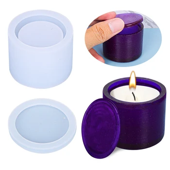 Чашка для ароматерапевтических свечей, силиконовая форма, мини-цветочный горшок, форма для хранения с крышкой, Цементно-гипсовые формы, украшения для дома