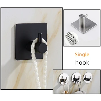 Черные Серебряные крючки для ванной, Кухонная вешалка, Настенный крючок из нержавеющей стали для ключей, крючок для пальто, крючок для полотенец, Крючок для халата, оборудование для ванной комнаты