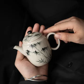 Чистый ручной рисунок Тушью Бамбукового чайника Фарфоровый чайный сервиз Кунг-фу Фильтр Маленький Заварочный чайник Заварочный чайник для заварки чая
